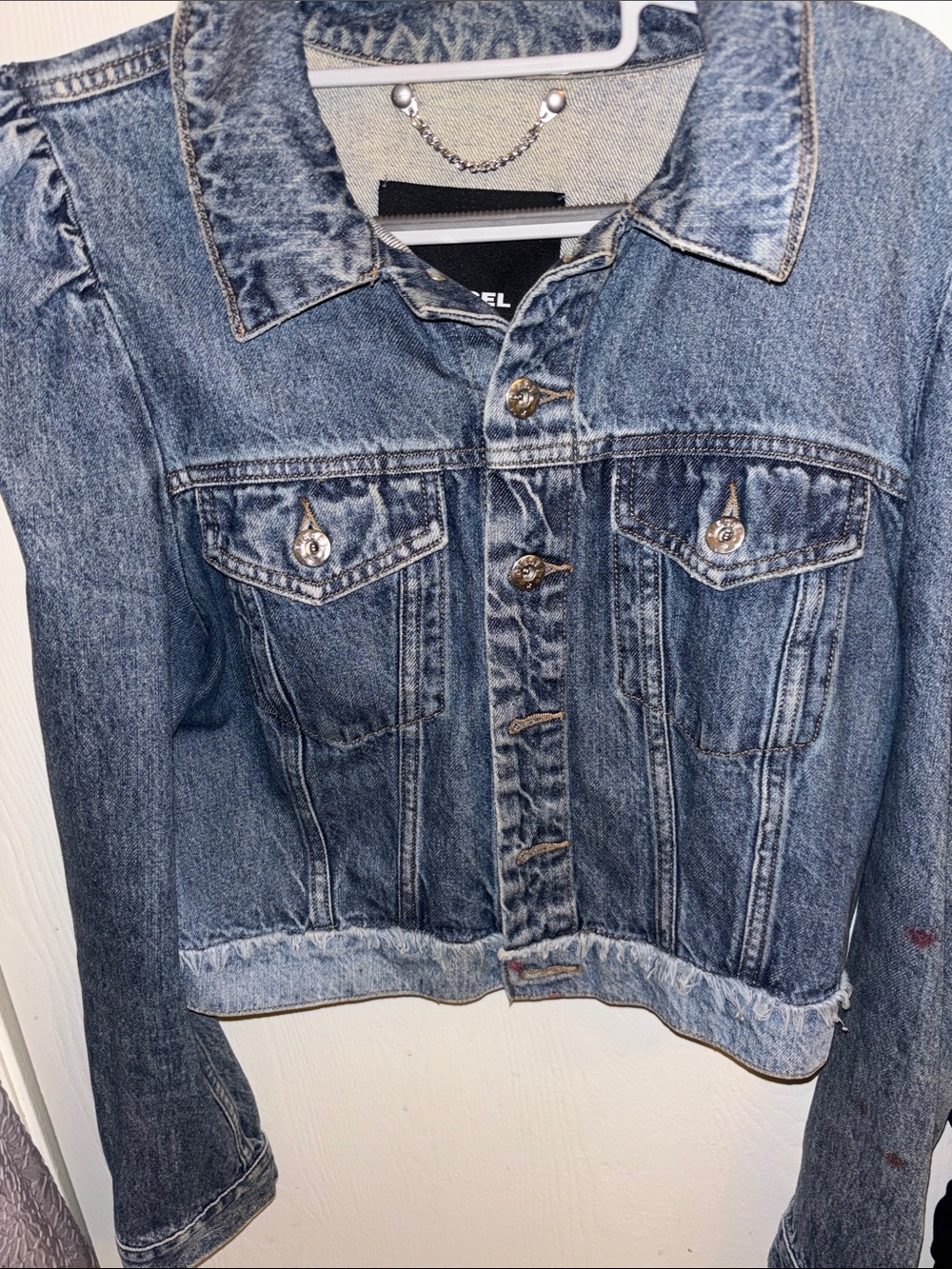 Diesel Distressed Light Blue Denim Jacket Size L
